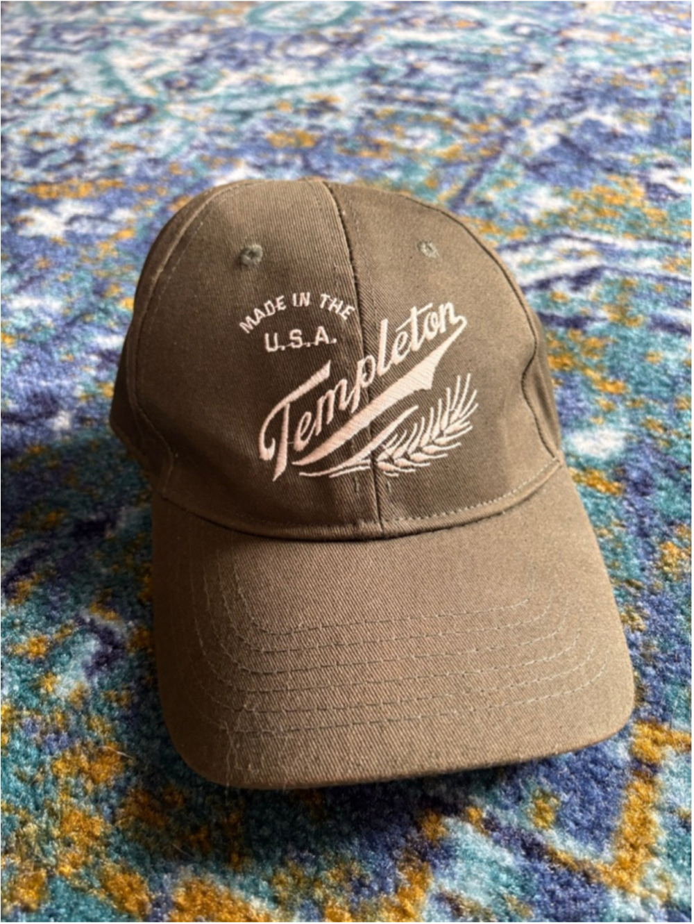 Templeton Rye Whiskey Olive Green Baseball Cap